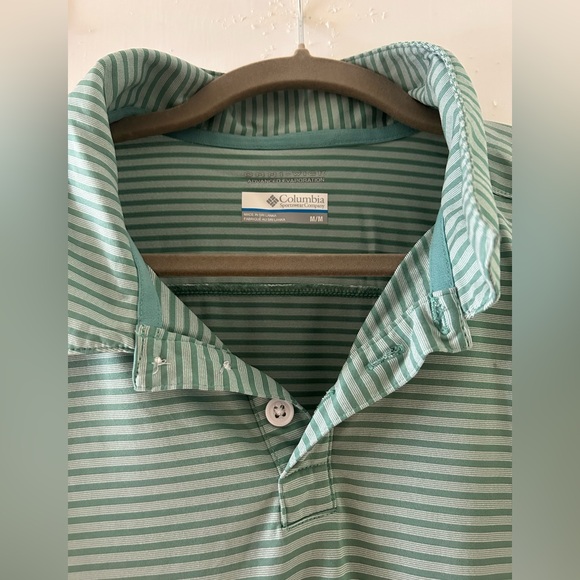 Columbia Mint Green Striped Polo Shirt Size M - Picture 2 of 4